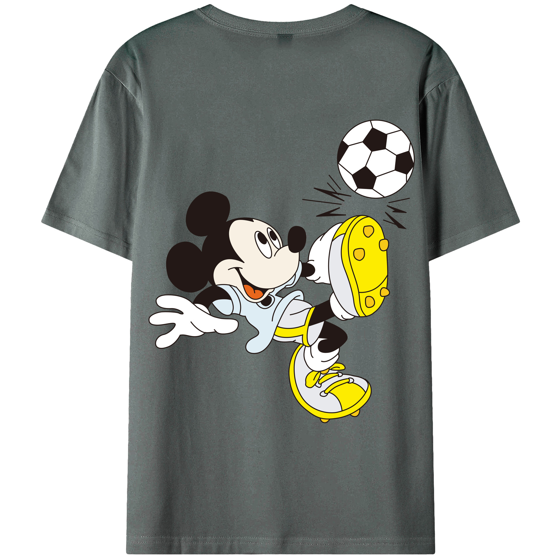 ミッキーマウス Mickey Mouse 綿100％ メンズ半袖Tシャツ（バックプリント） 通気性